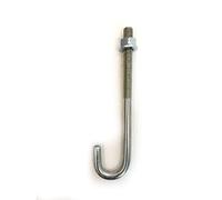 M10 Hook Bolt, Wire Tensioning Straining Bolt, Roofing J Bolt with Dowty Spat Sealing Washers (4, 250mm)