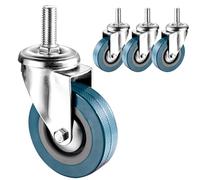 M10/M12*30mm Threaded Stem Swivel Caster,Dual Locking Silent Castor For Furniture And DIY Tools, 270 Lb Load Capacity Transport Wheel(Swivel,75mm(3in) m12)