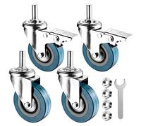 M10 M12 Threaded Casters 2.5" Ø 65mm 75mm Quiet PVC Wheels 265lb Load Capacity 2 with Brakes 2 without Perfect for Furniture Carts and Pallets