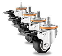 M10 M12 Threaded Stem Swivel Casters Wheel Set Of 4 2.5in 3in 4in 5in TPR Rubber Castors For Furniture Trolley Workbench Moving Silent With Brakes Replacement Casters