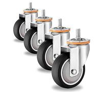 M10 M12 Threaded Stem Swivel Casters Wheel Set Of 4 2.5in 3in 4in 5in TPR Rubber Castors For Furniture Trolley Workbench Moving Silent With Brakes Replacement Casters