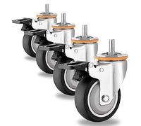 M10 M12 Threaded Stem Swivel Casters Wheel Set Of 4 2.5in 3in 4in 5in TPR Rubber Castors For Furniture Trolley Workbench Moving Silent With Brakes Replacement Casters
