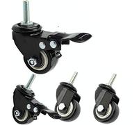 M10 Swivel Castors for Furniture4 Pack 40mm/50mm PU Quiet Double Bearing Wheels 300kg Load Capacity Ideal for Industrial Transport Brake Included