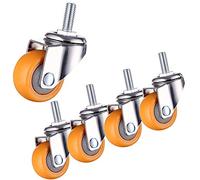 M10 Threaded Office Chair Casters 1.5"/2" Silent Rubber/Nylon Wheels 50mm 180kg Load Capacity Dustproof Universal Bearing for Smooth Rolling Furniture