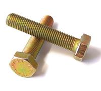 M10 x 1.25 Metric Fine Thread Bolt, Zinc Yellow, 8.8 High Tensile Steel, Fully Threaded, DIN961, Choose Length (10, 20mm)
