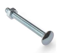 M10 x 100mm Carriage Bolts | Zinc Plated | Fully Threaded Coach Bolt With Nuts | Pack of 10