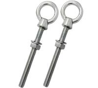 M10 x 100mm Lifting Long Eye Bolt Longshank with Full Nuts and Washer Stainless Steel Marine Grade (Pack of 2)