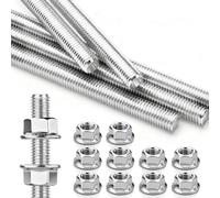 M10 x 200mm Fully Threaded Rods 5 Pcs Stainless Steel A2 V2A Threaded Bars | DIN976, Corrosion Resistant, 10 Hex Nuts, for Furniture Assembly Equipment Brackets Building and Construction Support