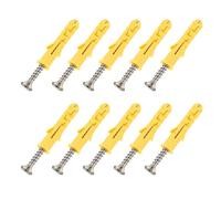 M10 x 50mm Heavy Duty Masonry Brick Wall Fixing plug, Coach Screw Zinc Plated and Washer, Strong Nylon Wall Plug Steel Bolt KIt for Shelves, TV Brackets & Cabinets(10)