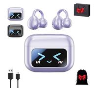 M100 Clip On Ear Headphones, Co2 Clip Earbuds, Smart Touchscreen Bluetooth Earbuds, Open Ear Clip Headphones Wireless Earbud Bluetooth 5.4 Sports Earphones (Purple)