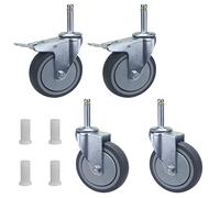 M11 Heavy Duty Swivel Caster Set - 4 Pieces, 75mm & 100mm Silent Rolling Wheels with Brake, 30KG Load Capacity, Ideal for Food Trolleys & Industrial Applications, Ø 4" M11x50mm