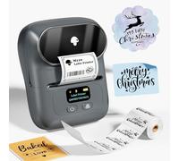 M110 Bluetooth Thermal Address Label Printer,Upgrated Portable Label Maker Machine for Small Business,Clothing,Jewellery,Retail,Barcode,logo Compatible with Android/iOS,Grey,1 Roll Label