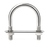 M12 304 Stainless Steel Extra Long U-Bolt | Nuts and Baffle Plate, Heavy Duty U-Shaped Pipe Clamp