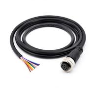 M12 8-Pin A-Coded Female Single-End Cable 1M 24AWG, IP67 Waterproof Molded Sensor Cord for Industrial Automation, PLC, Robotics & Narrow Space Wiring