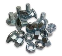 M12 Cup Square Carriage Bolt & Nut - Bright Zinc Plated Steel (M12 x 25 - Pack of 10)