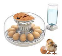 M12 Egg Incubator with Automatic Turning, Humidity Control, 12-24 Eggs | Features a Precise LED Display, Side-Mounted Refill Bottle for Easy Top-Ups, Plus 360 Degree Viewing - White and Orange