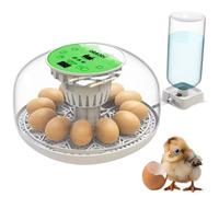 M12 Egg Incubator with Humidity Control and Automatic Turning, 12-24 Eggs | Features a Precise LED Display, Side-Mounted Refill Bottle for Easy Top-Ups, Plus 360 Degree Viewing - White, Green