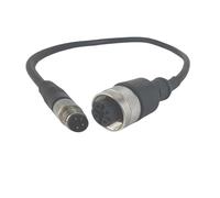 M12+M8 sensor connector, dual-size male 4-pin + female, 30cm P-VC straight-through cable 5pcs