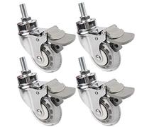 M12 Threaded 75mm Castor Wheels3 Inch Swivel Furniture Casters with Brake Silent PU 400kg Capacity Chrome Plated Bracket for Office Chair & Trolley4 Pack