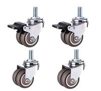 M12 Threaded Furniture Casters 2Rubber Wheels with Brake 50mm/1.5 Inch Heavy Duty 150kg Load DustproofBearings Ideal for Trolleys of 4