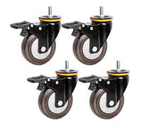 M12 Threaded Rod Furniture Legs NonSlip Rubber Swivel Casters with BrakeTrolley Wheels 360° Ball Bearing Durable Furniture Rollers for Easy Mobility