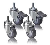 M12 Threaded Stem Caster 4 Pack 2.5in 3in 4in Polyurethane Wheels, Dual Locking No Noise Swivel Caster Wheel, Replacement Casters For Baby Bed, Cabinet, Table, Shelf(Swivel+Brake,63mm/2.5in)