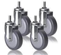 M12 Threaded Stem Caster 4 Pack 2.5in 3in 4in Polyurethane Wheels, Dual Locking No Noise Swivel Caster Wheel, Replacement Casters For Baby Bed, Cabinet, Table, Shelf(Swivel,100mm/4in)