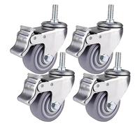 M12 Threaded Stem Caster Wheel 75/100mm Swivel Caster with Brake NonSlip Rubber Furniture Wheels Carts/Cabinet Industrial Castors Set of 4Swivel4 inch