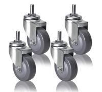 M12 Threaded Stem Casters 4 Pack 2.5in 3in 4in Polyurethane Wheels Dual Locking Quiet Swivel Caster Wheels for Baby Bed Cabinet Table Shelf (Swivel 75mm)