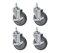 M12 Threaded Stem Swivel Caster Wheels Set of 4 2.5" 3" 4" Polyurethane Casters with Side Brakes Silent Double Ball Bearings Ideal Replacement for Furniture Mobility
