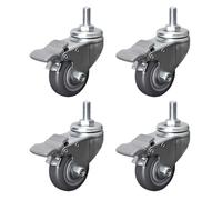 M12 Threaded Stem Swivel Casters 2.5in 3in 4in 4 Pack Heavy Duty Industrial Swivel Castor Wheel With Brakes Moving Silent Furniture Replacement Castors(Brake6m)