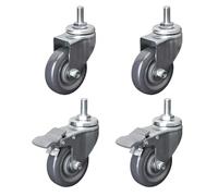 M12 Threaded Stem Swivel Casters 2.5in 3in 4in 4 Pack Heavy Duty Industrial Swivel Castor Wheel With Brakes Moving Silent Furniture Replacement Castors(Swivel+Brake75m