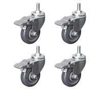 M12 Threaded Stem Swivel Casters 2.5in 3in 4in 4 Pack Heavy Duty Industrial Swivel Castor Wheel With Brakes Moving Silent Furniture Replacement Castors(Brake75mm)