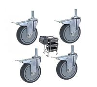 M12 Universal Furniture Casters 75mm Quiet Rubber Wheels with Threaded Stem Replacement Rolling Wheels for Bathroom Shelf 4 with Brake 4in 100mm Size