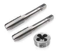M12 x 1.25mm Metric Tap and Die Set, Thread Screw Tap and Round Threading Dies Straight Fluted Fine Thread Tap and Die Kit Right Hand Threading Tapping Tools for Repair 3pcs