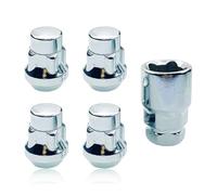 M12 x 1.5 Wheel Lock Lug Nut,Set of 5 Alloy Steel Security Locking Tire Anti-Theft Screws Wheel Sockets Tool with Lug Nut Key,Tapered Locking Bolts for Toyota Ford Nissan Honda Mazda Chrome