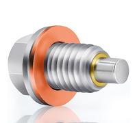 M12 x 1.75 Magnetic Oil Drain Plug, Stainless Steel Oil Pan Drain Plug, with Copper Oil Drain Plug Gasket, Oil Pan Drain Plug for Oil Change, Automotive Replacement Engine Oil Drain Plugs by KeeRoarin