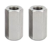 M12 x 1.75-Pitch x 50mm Long 304 Stainless Steel Hex Rod Coupling Nuts Metric Threaded Connectors for Industrial Constructor Workshop, 2Pcs