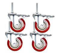 M12 x 60mm Long Thread casters 3 4 5 Wheels Heavy Duty Scaffold casters 500kg Silent PU with Brake Swivel s for Fur Industrial Transport Trolley workbech 4 pcs
