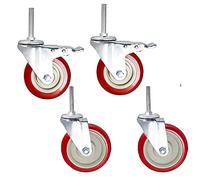 M12 x 60mm Long Thread casters 3 4 5 Wheels Heavy Duty Scaffold casters 500kg Silent PU with Brake Swivel s for Fur Industrial Transport Trolley workbech 4 pcs