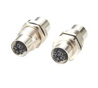M12 X-Code 8 Pin Bulkhead Connector 10Gbps Cat6A Ethernet Shielded Female to Female Wall Pass-Through Panel Mount Socket IP67 Waterproof Circular Connector for Industrial Network Automation (2PCS)