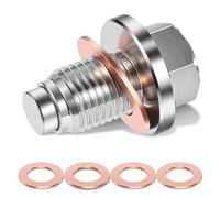 M12 x1.25 Magnetic Oil Drain Plug Stainless Steel with Red Copper Washer Gaskets Replacement for Toyota, Lexus, Nissan, Infiniti