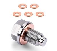 M12x1.75 Magnetic Oil Drain Plug, Stainless Steel Sump Drain Nut Bolt with 5 PCS Oil Drain Plug Washer, Oil Plug Replacement Universal for Most Cars Motorcycles Vehicles