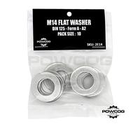 M14 Flat Washer - A2 Stainless Steel Thick Grade 304 Metric Grade - Form A DIN 125 - by POWCOG® - Pack of 10