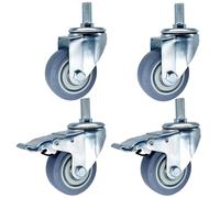 M14 M16 M20 Threaded Swivel Casters 3"-5" Silent Rubber Wheels with Brake Heavy-Duty Trolley Castors for Smooth Rolling Ideal for Furniture and Carts