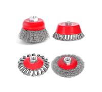 M14 Wire Brushes for Angle Grinders, 4PC Flex Steel Disc Brush for Cleaning and Sanding Work (2 x Cup Brush 75mm, 2 x Round Brush 100mm)
