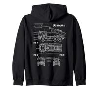 M142 High Mobility Artillery Rocket System HIMARS Blueprint Zip Hoodie