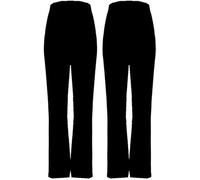 M1427 Ladies Stretch Trousers Pack of 2 Bootleg Stretch Ribbed Trousers Black Size 8-26 (14, Black Long (32"))