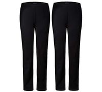 M1427 New Ladies Stretch Trousers Pack of 2 Straight Leg Stretch Ribbed Trousers Black Size 8-26 (14, Black Regular)