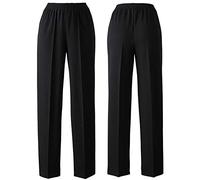 M1427 New SLIMMA Ladies Womens Trousers Work Full Elasticated Stretch Waist Pull Up Pants Slim LINE (24, Black Regular 30")